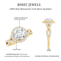2 CT Moissanite Crossover Engagement Ring with Halo