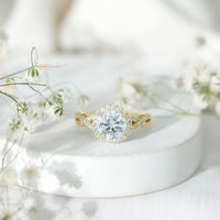 2 CT Moissanite Crossover Engagement Ring with Halo