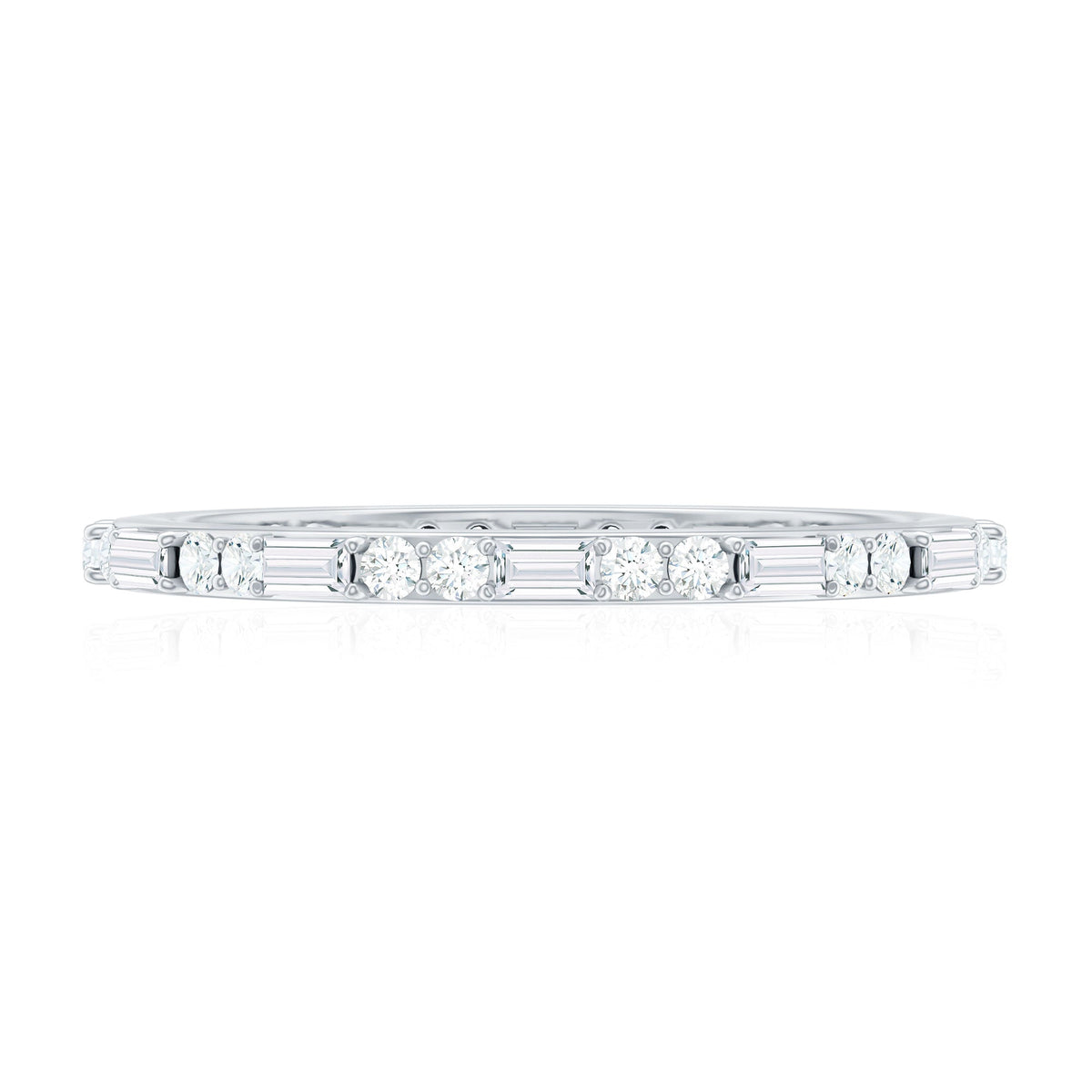 Real Baguette and Round Diamond Full Eternity Ring