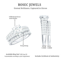 8 MM Zircon Wedding Ring Set in Prong Setting
