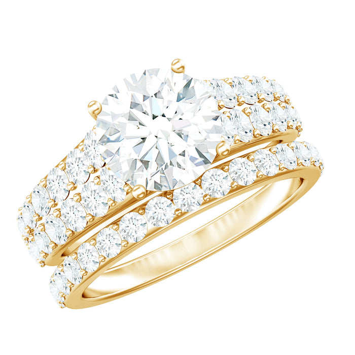 8 mm zircon wedding ring set in prong setting by Rosec Jewels, featuring sparkling zircon stones on elegant gold bands