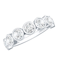 2.2 Carat Round Moissanite Half Eternity Ring in Bezel Setting