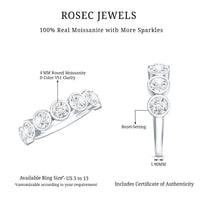 2.2 Carat Round Moissanite Half Eternity Ring in Bezel Setting