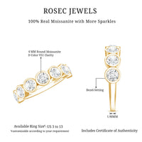 2.2 Carat Round Moissanite Half Eternity Ring in Bezel Setting