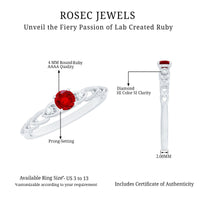 Lab Grown Ruby Designer Promise Ring with Diamond