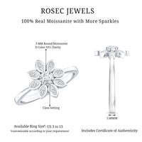 Certified Moissanite Flower Engagement Ring For Her