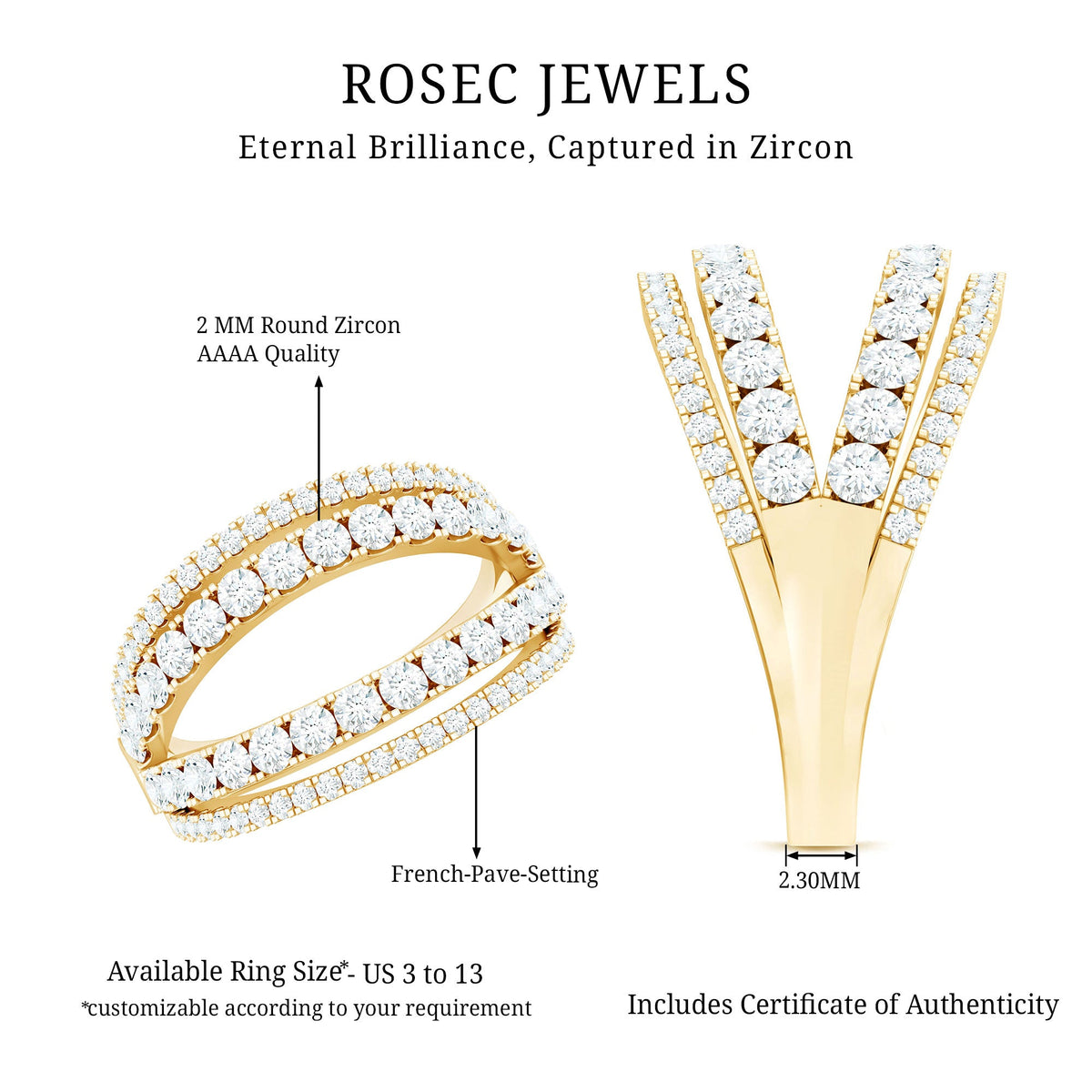 Certified Cubic Zirconia Designer Band Ring for Women