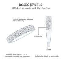 Baguette and Round Certified Moissanite Half Eternity Band Ring