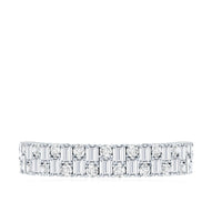 Baguette and Round Certified Moissanite Half Eternity Band Ring