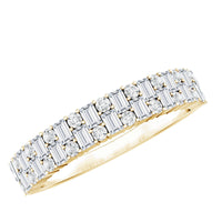 Baguette and Round Certified Moissanite Half Eternity Band Ring