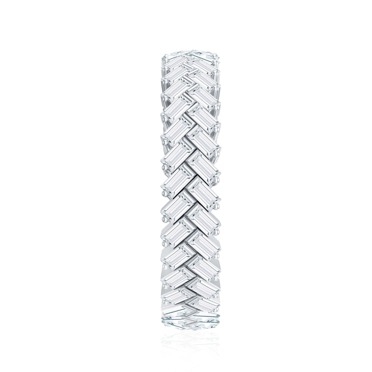 Baguette Cut Cubic Zirconia Braided Wedding Band with Certificate