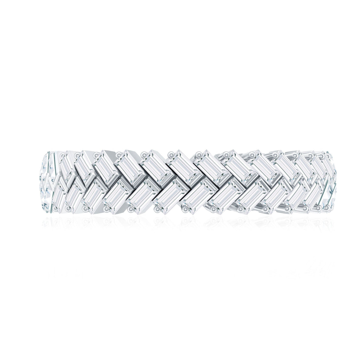 Baguette Cut Cubic Zirconia Braided Wedding Band with Certificate
