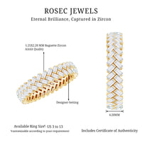 Baguette Cut Cubic Zirconia Braided Wedding Band with Certificate