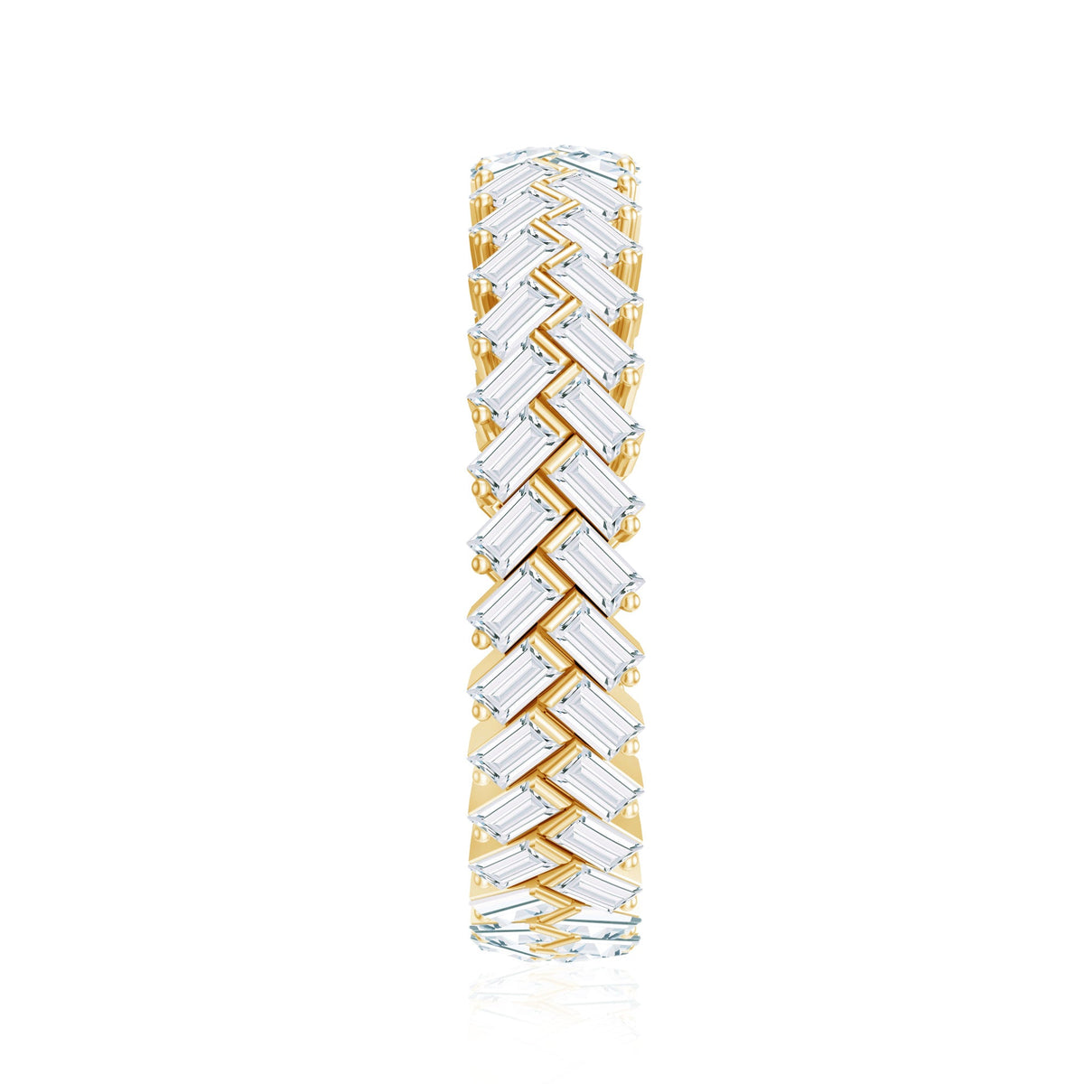 Baguette Cut Cubic Zirconia Braided Wedding Band with Certificate
