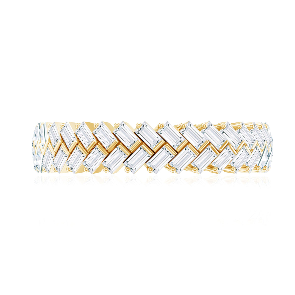 Baguette Cut Cubic Zirconia Braided Wedding Band with Certificate