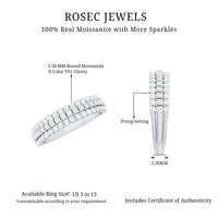Classic Moissanite Three Row Wedding Band Ring