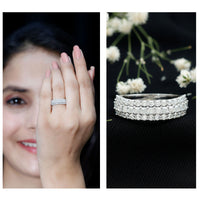 Classic Moissanite Three Row Wedding Band Ring