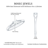 Certified Diamond Solitaire Ring in Claw Setting