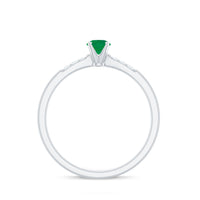Natural Half Carat Emerald Promise Ring with Diamond