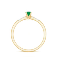 Natural Half Carat Emerald Promise Ring with Diamond