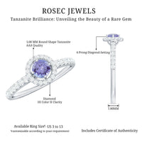 Natural Tanzanite and Diamond Promise Ring in silver with intricate design, showcasing sparkling gemstones and elegant craftsmanship.