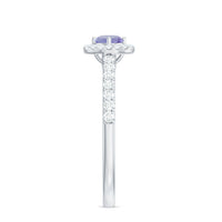 Natural Tanzanite and Diamond promise ring from Rosec Jewels, featuring a stunning blue tanzanite gemstone and sparkling diamonds.