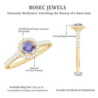 Natural Tanzanite and diamond promise ring from Rosec Jewels, featuring a stunning blue tanzanite gemstone with sparkling diamonds.