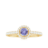 Natural Tanzanite and Diamond promise ring by Rosec Jewels featuring a stunning central tanzanite gemstone and sparkling diamonds for engagement