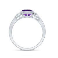 Vintage Style 2 Carat Amethyst Cushion Cut Engagement Ring in Bezel Set