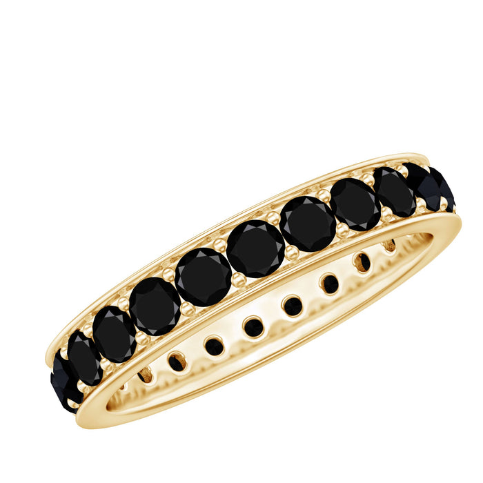 Certified lab-grown black diamond eternity ring for women, Rosec Jewels full eternity band with sparkling black diamonds.