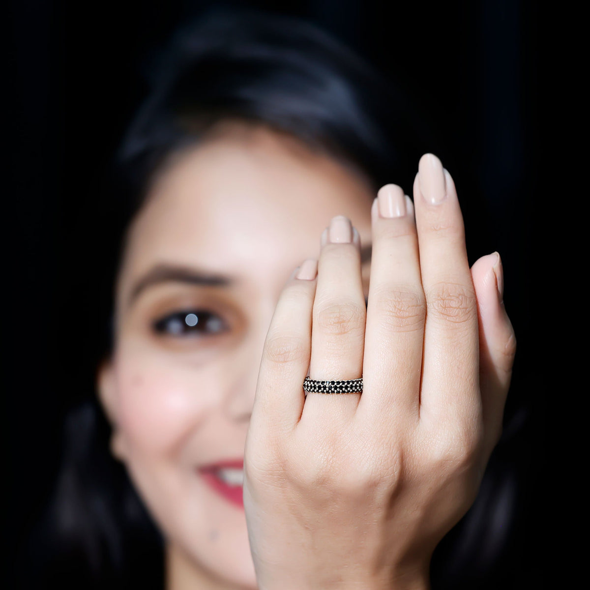 Certified Lab Grown Black Diamond Eternity Band Ring for Women