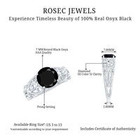 Vintage Inspired Black Onyx Filigree Engagement Ring