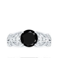 Vintage Inspired Black Onyx Filigree Engagement Ring