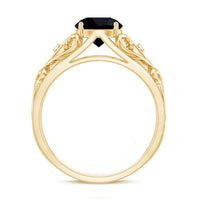 Vintage Inspired Black Onyx Filigree Engagement Ring
