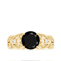 Vintage Inspired Black Onyx Filigree Engagement Ring