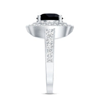 Certified 2 Carat Lab Grown Black Diamond Double Halo Engagement Ring with Moissanite