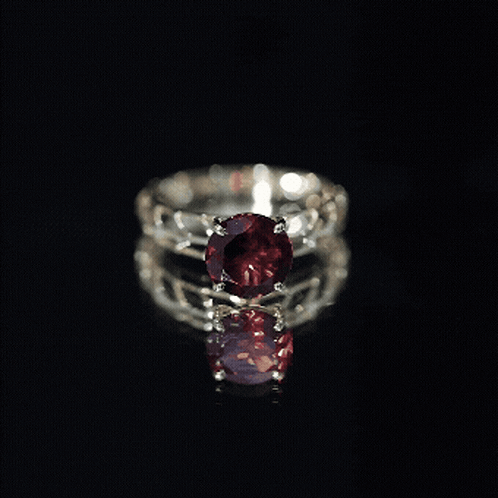 Yellow gold 2.3 carat natural garnet filigree engagement ring by Rosec Jewels with certificate, detailed floral design.