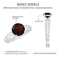 2.3 Carat Natural Garnet Filigree Engagement Ring with Certificate