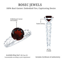 2.3 Carat Natural Garnet Filigree Engagement Ring with Certificate