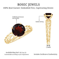 2.3 Carat Natural Garnet Filigree Engagement Ring with Certificate