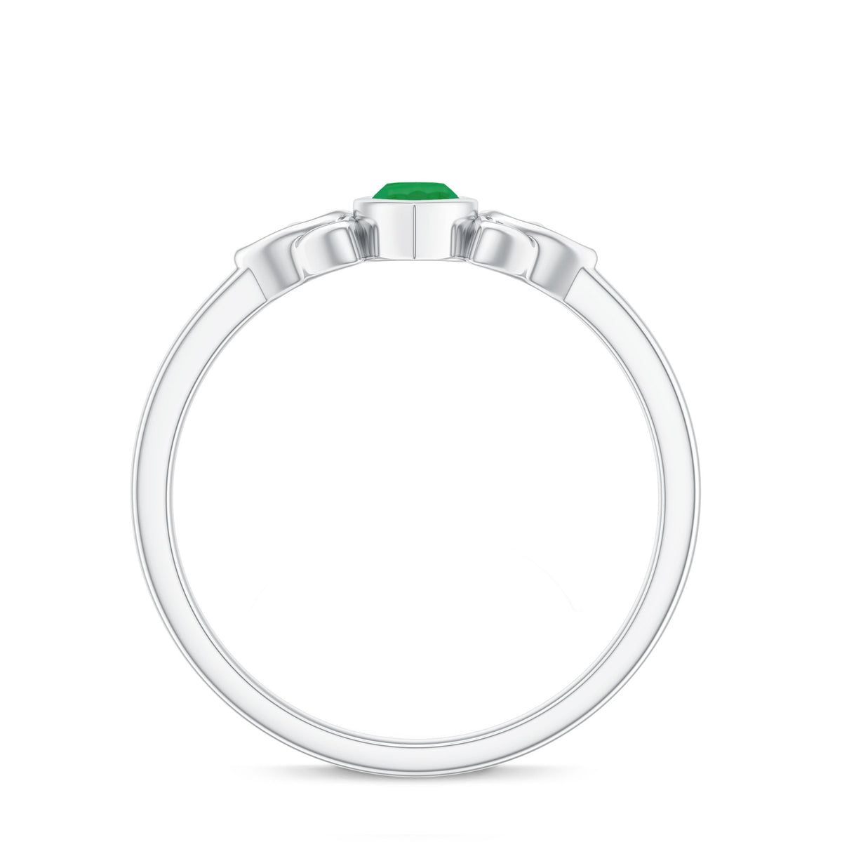 Marquise Cut Natural Emerald Celtic Engagement Ring in Bezel Setting