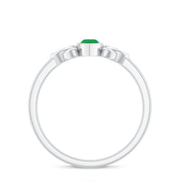Marquise Cut Natural Emerald Celtic Engagement Ring in Bezel Setting
