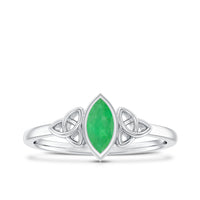 Marquise Cut Natural Emerald Celtic Engagement Ring in Bezel Setting