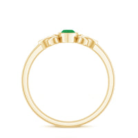 Marquise Cut Natural Emerald Celtic Engagement Ring in Bezel Setting