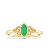 Marquise Cut Natural Emerald Celtic Engagement Ring in Bezel Setting
