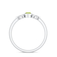 Natural 0.7 Carat Marquise Peridot Promise Ring with Celtic Knot