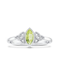 Natural 0.7 Carat Marquise Peridot Promise Ring with Celtic Knot
