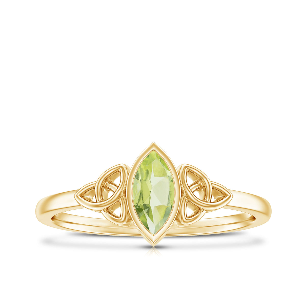 Natural 0.7 Carat Marquise Peridot Promise Ring with Celtic Knot