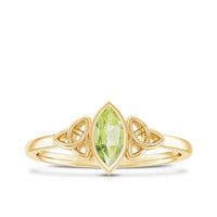 Natural 0.7 Carat Marquise Peridot Promise Ring with Celtic Knot