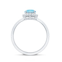 Classic Aquamarine Oval Engagement Ring with Diamond Halo